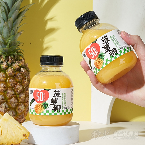 爱雨菠萝椰益生菌复合果汁饮料350ml