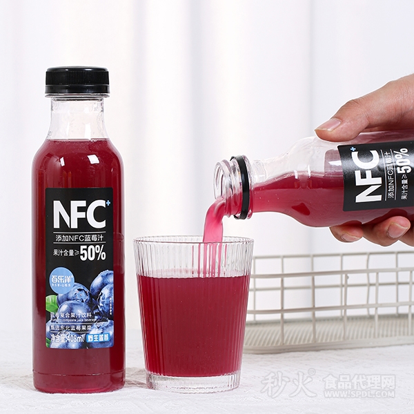 百乐洋NFC蓝莓复合果汁饮料408ml