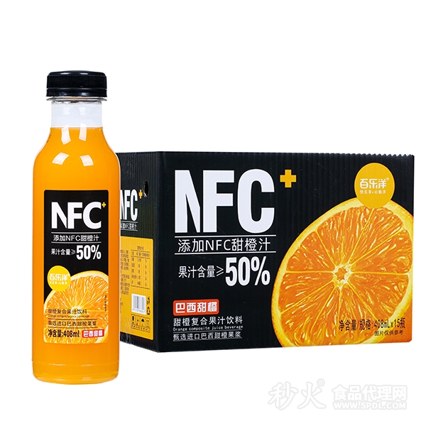 百乐洋NFC甜橙复合果汁饮料408mlx15瓶