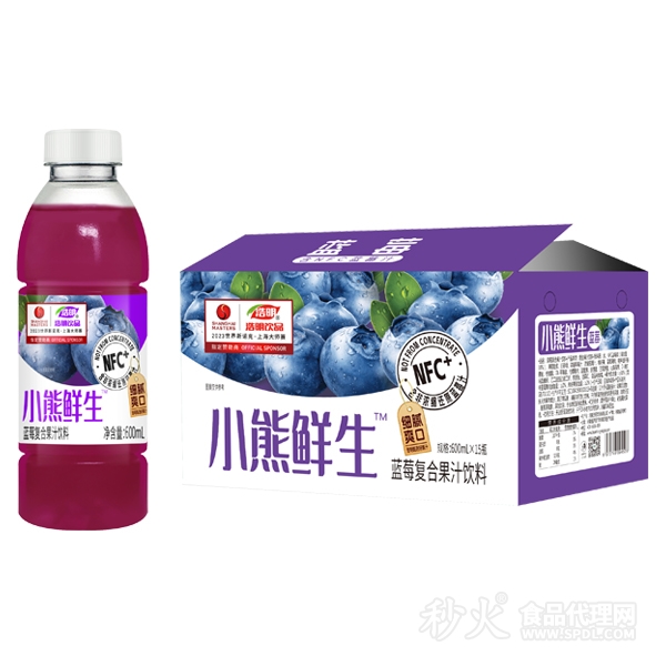 浩明小熊鲜生蓝莓复合果汁饮料标箱