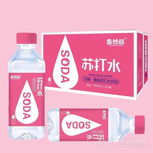 奥妙熊无糖蜜桃苏打水饮料350mlx24瓶