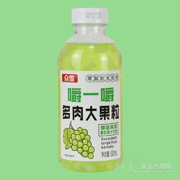 眾雪多肉大果粒蜂蜜葡萄果粒果汁飲料500ml