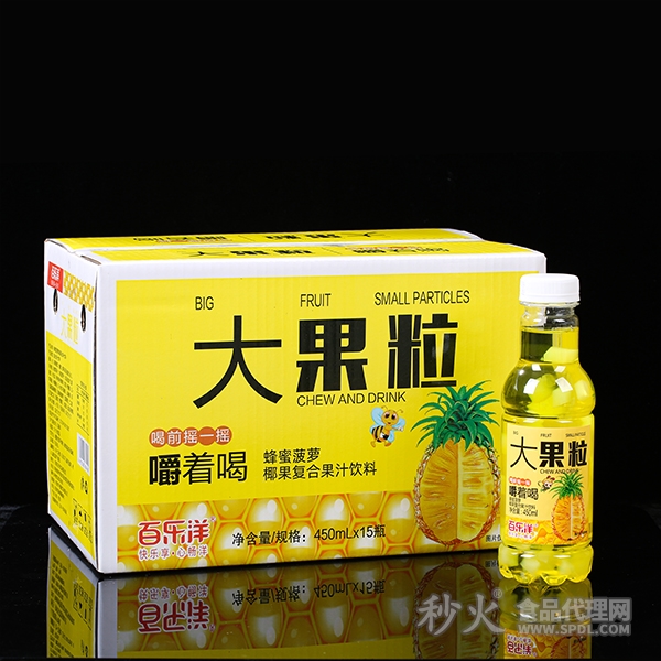 百乐洋大果粒蜂蜜菠萝椰果复合果汁饮料450mlx15瓶