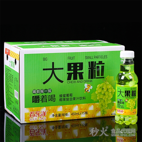 百乐洋大果粒蜂蜜葡萄椰果复合果汁饮料450mlx15瓶