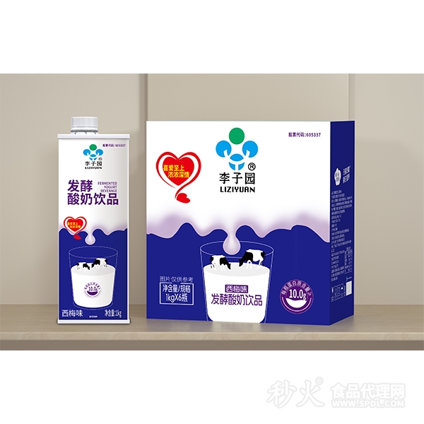 李子园西梅味发酵酸奶饮品1kgx6盒