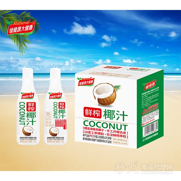 绿健源大健康鲜榨椰汁植物蛋白饮品1.25kgx6瓶