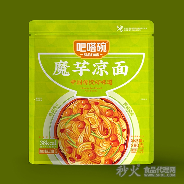 吧嗒碗魔芋凉面酸辣红油味280g