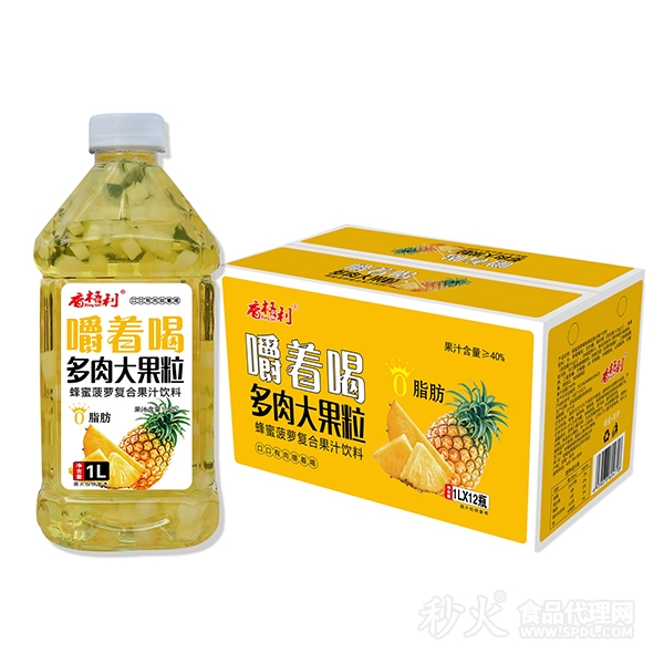 香格利蜂蜜菠萝复合果汁饮料1Lx12瓶