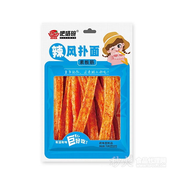 吧嗒碗辣风扑面素板筋调味面制品76g