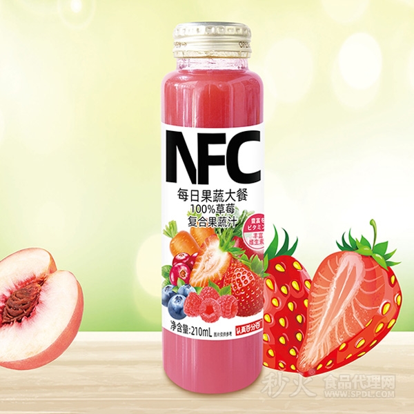认真百分百NFC每日果蔬大餐草莓复合果蔬汁210ml