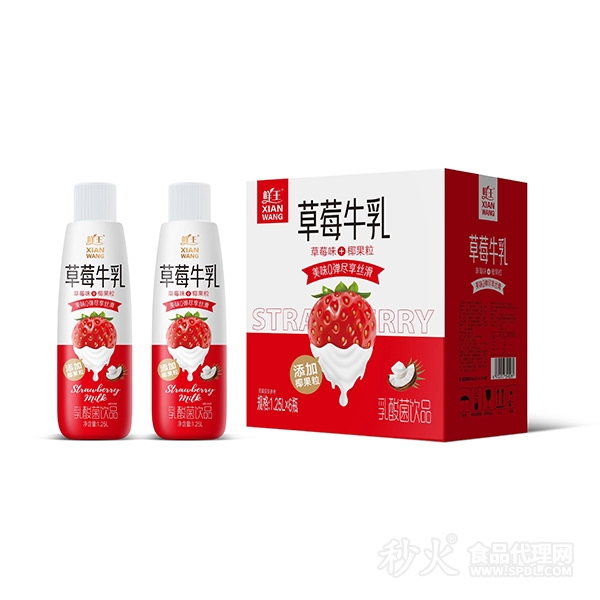 鲜王草莓牛乳乳酸菌饮品1.25Lx6瓶