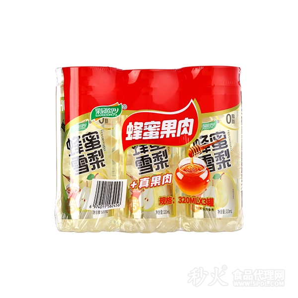 果园欧巴蜂蜜雪梨果汁饮料320mlx3罐