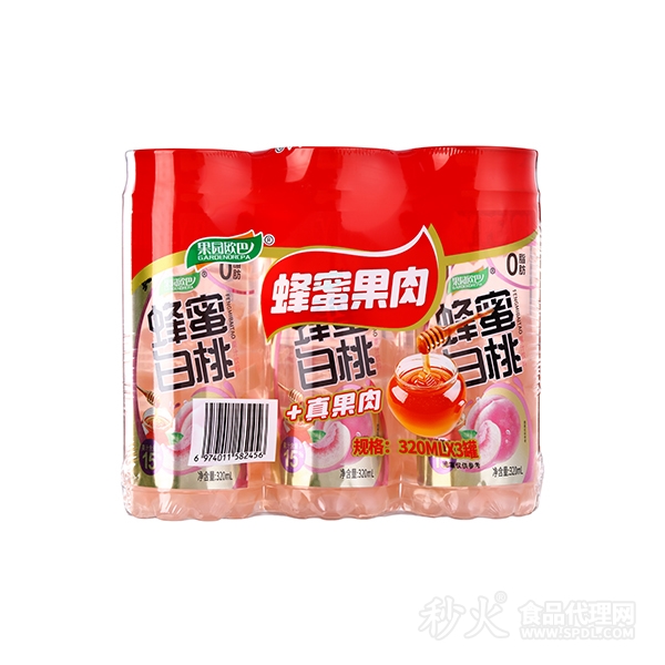 果园欧巴蜂蜜白桃果汁饮料320mlx3罐