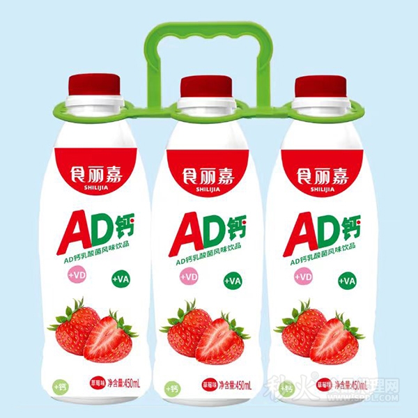 食丽嘉草莓味AD钙乳酸菌风味饮品450ml