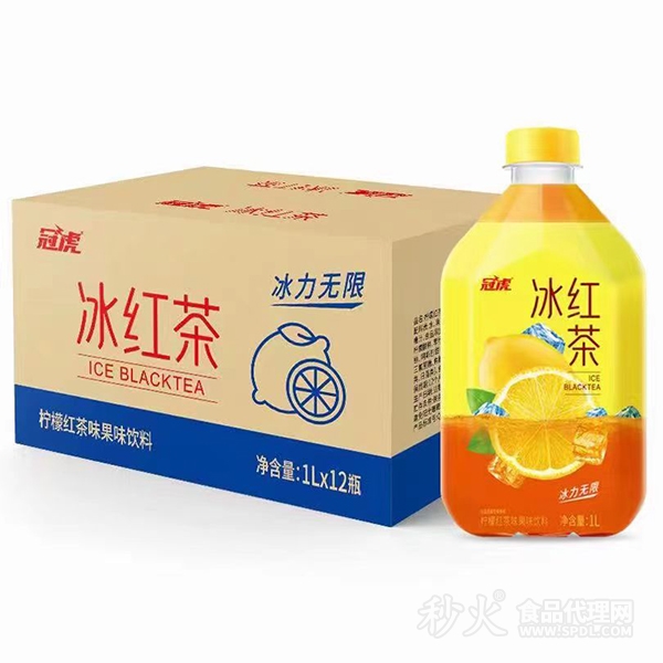 冠虎冰红茶果味饮料1Lx12瓶