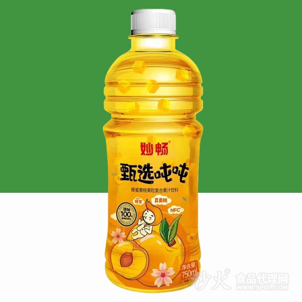 妙暢甄選噸噸蜂蜜黃桃真果肉果汁飲料750ml