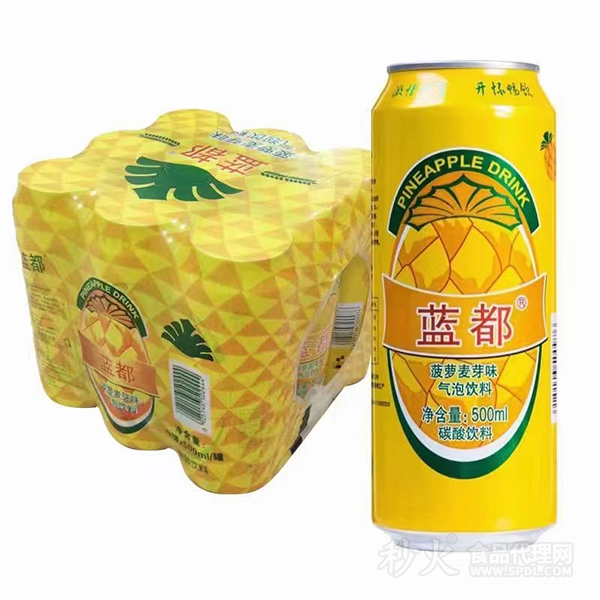 蓝都菠萝麦芽味气泡饮料500ml