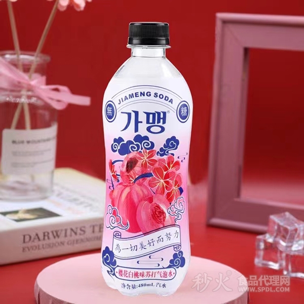 櫻花白桃味蘇打氣泡水480ml