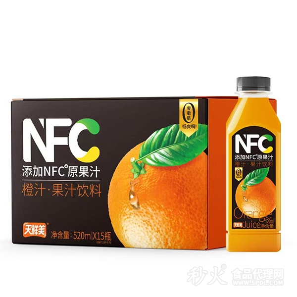 天鲜美NFC橙汁果汁饮料520mlx15瓶