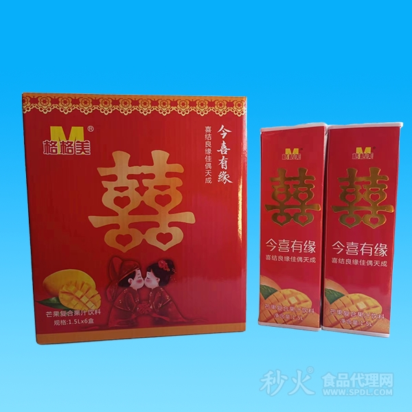 格格美今喜有缘芒果复合果汁饮料1.5Lx6盒