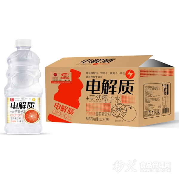 浩明甄選電解質(zhì)+天然椰子水營養(yǎng)素飲料西柚味標箱