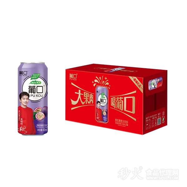 葡口果粒百香果汁飲料490mlx8罐