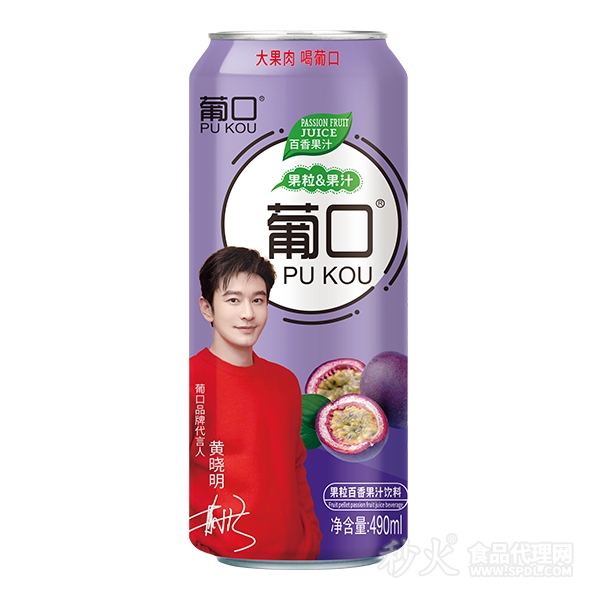 葡口果粒百香果汁饮料490ml