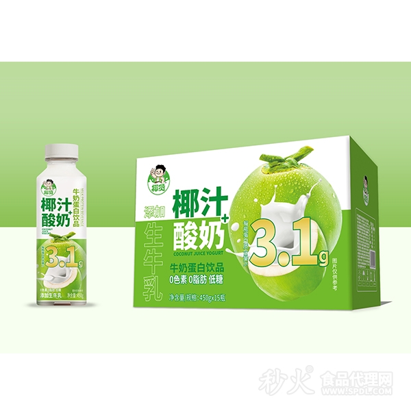 椰贤椰汁酸奶蛋白饮品450gx15瓶