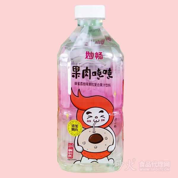 妙暢果肉噸噸蜂蜜荔枝果粒復(fù)合果汁飲料1L