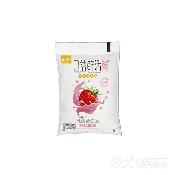 秒奇日益鲜活乳酸菌饮品水草莓味100ml