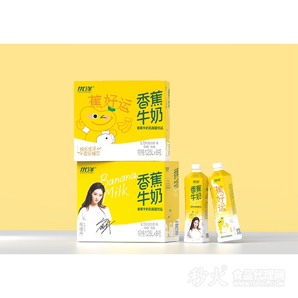 優(yōu)洋香蕉牛奶乳酸菌飲品1.25Lx8瓶