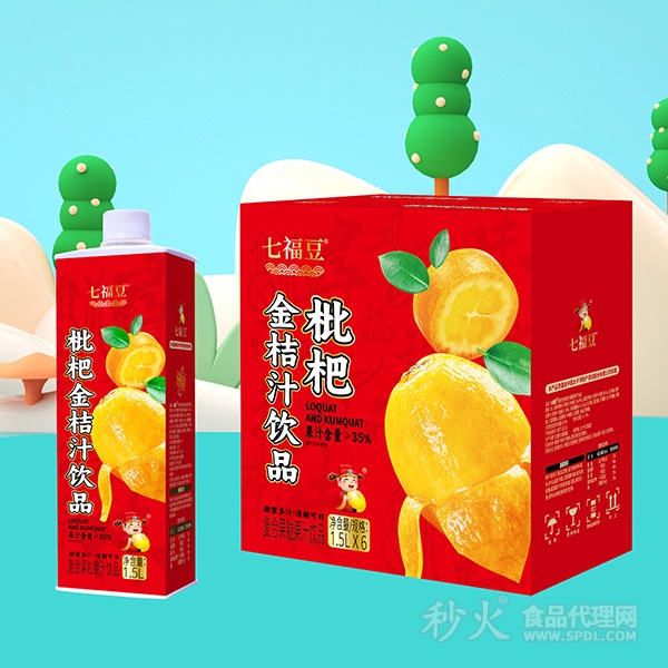 七福豆枇杷金桔汁饮品1.5L箱装