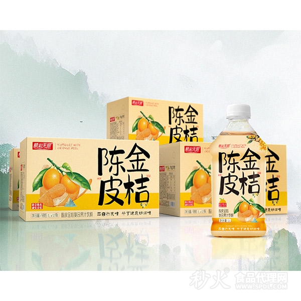 精彩无限陈皮金桔复合果汁饮料1L×12瓶