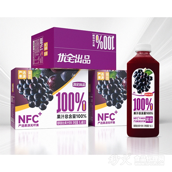 优全出品100_葡萄复合果汁饮料1L×8瓶