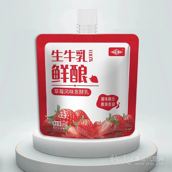 福淋生牛乳鲜酿草莓风味发酵乳150g