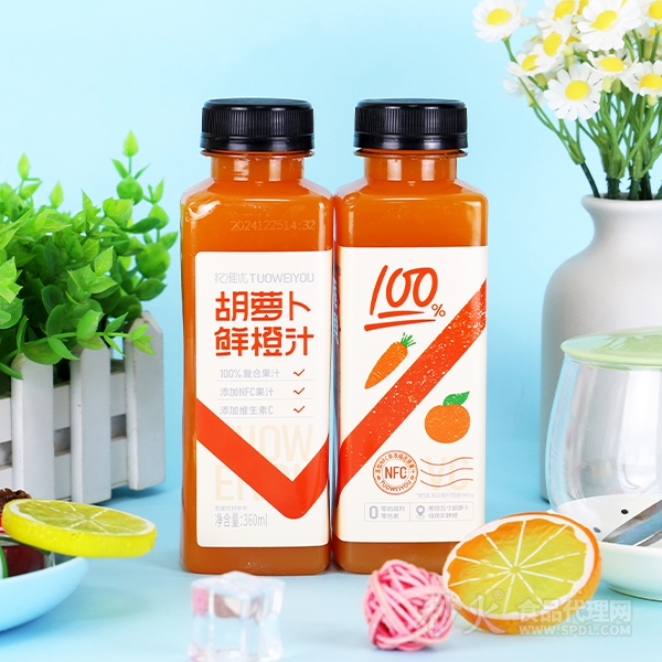 拓维优胡萝卜鲜橙汁复合果汁360ml