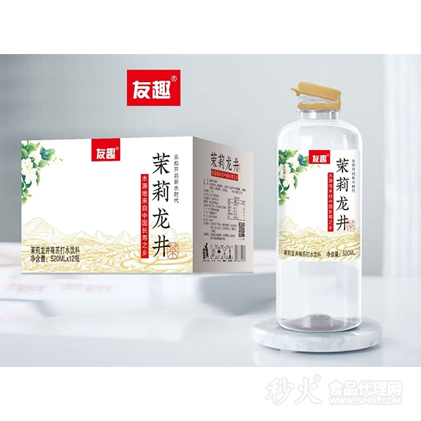 友趣茉莉龙井茶茉莉龙井味苏打水饮料520ml×12瓶