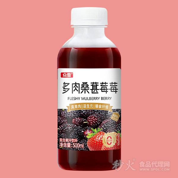 众雪多肉桑葚莓莓复合果汁饮料500ml