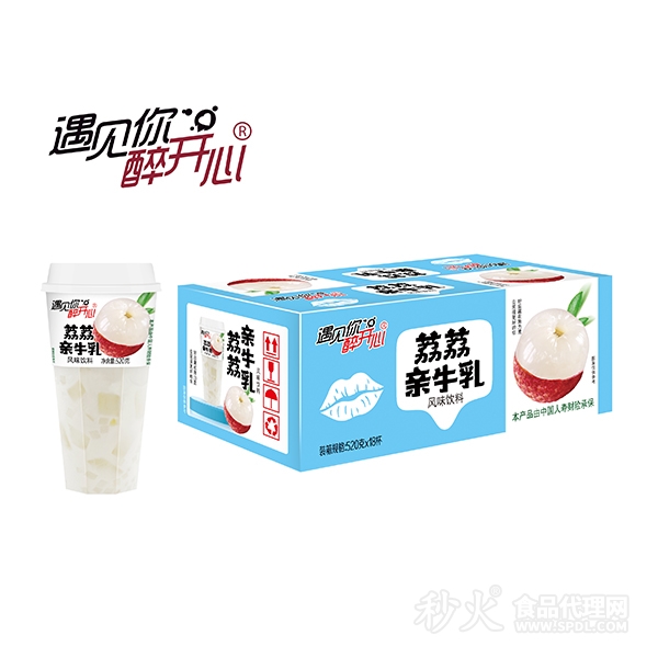 遇见你醉开心荔荔亲牛乳风味饮料520gx18杯