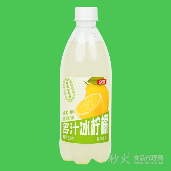 众雪多汁冰柠檬果汁饮料520ml