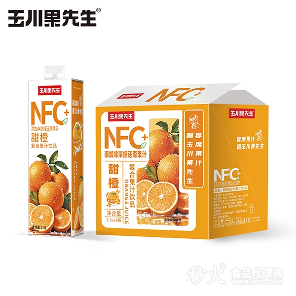 玉川果先生1.5LNFC甜橙复合果汁饮品