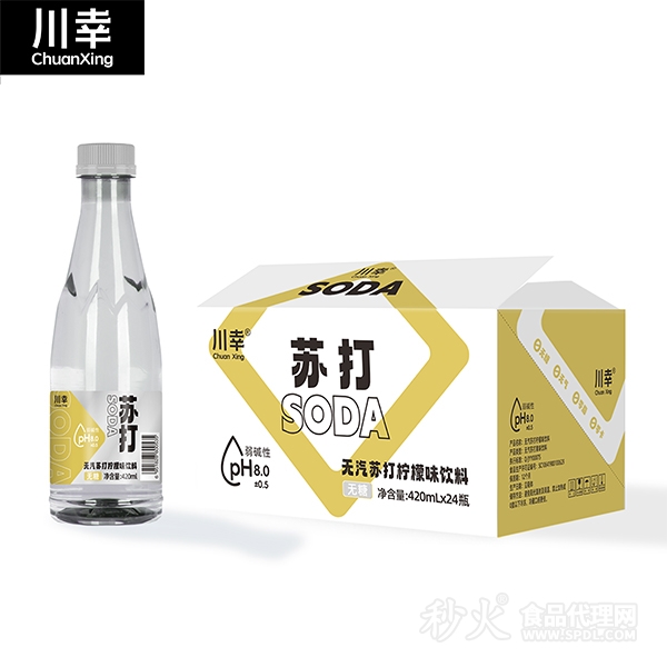 川幸苏打无汽苏打柠檬味饮料420mlx24瓶