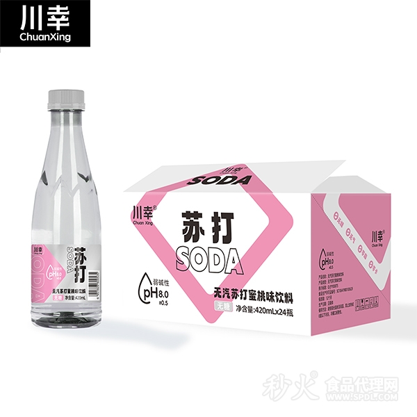 川幸苏打无汽苏打蜜桃味饮料420mlx24瓶