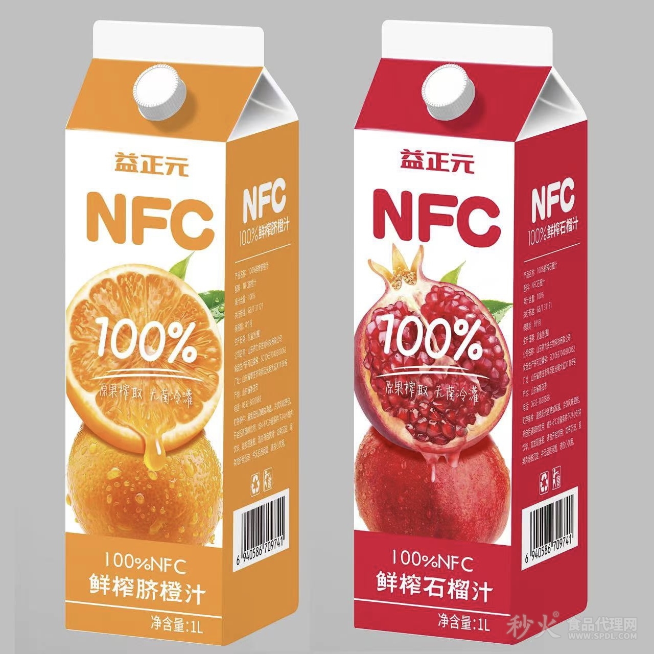 益正元纯NFC果汁屋顶盒1L