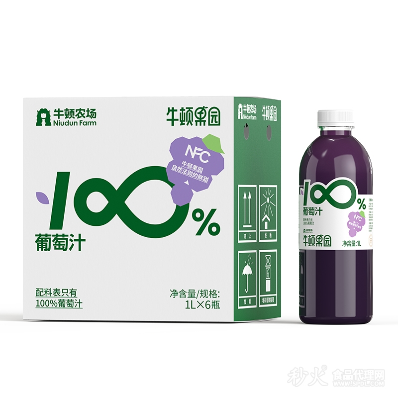 牛顿果园100%葡萄汁1Lx6瓶