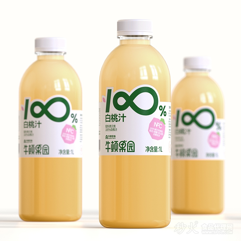 牛顿果园100%白桃汁1L