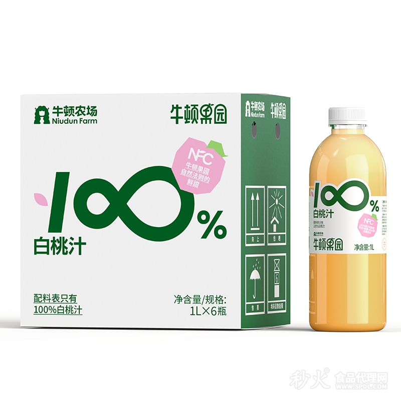 牛顿果园100%白桃汁1Lx6瓶