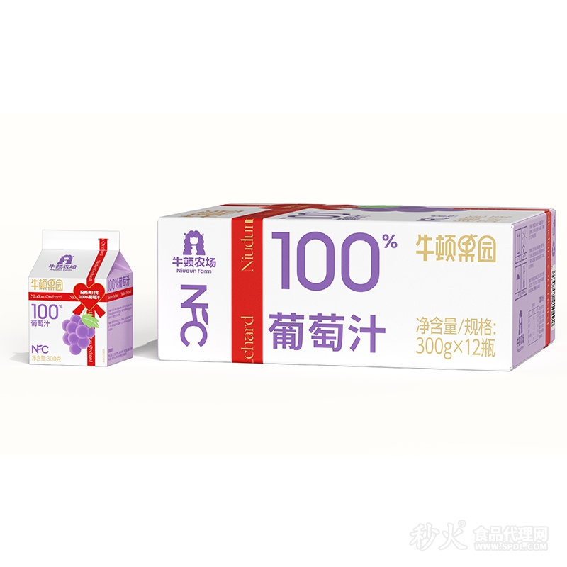 牛顿果园100%葡萄汁300gx12瓶