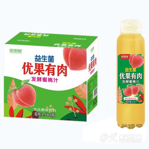 常想知益生菌优果有肉发酵蜜桃汁1.5Lx6瓶