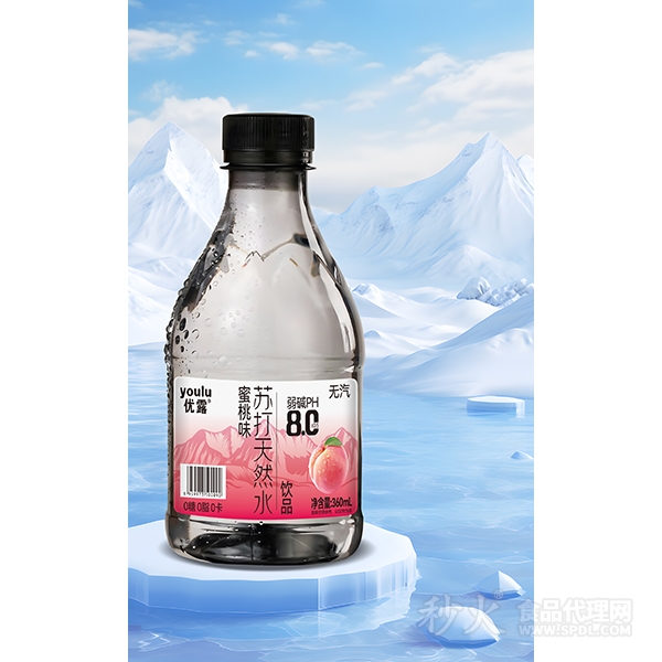 优露蜜桃味苏打天然水360ml